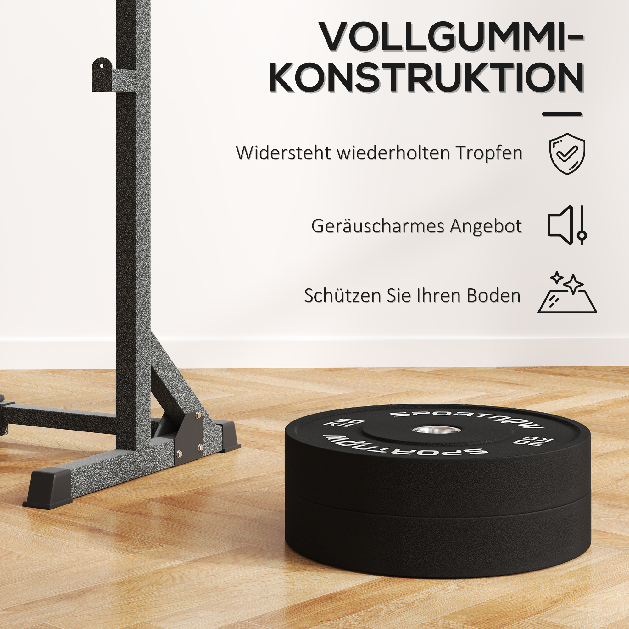 Hanteles disku komplekts, 2 x 20 kg, olimpiskais standarts, gumija, melns - Image 4
