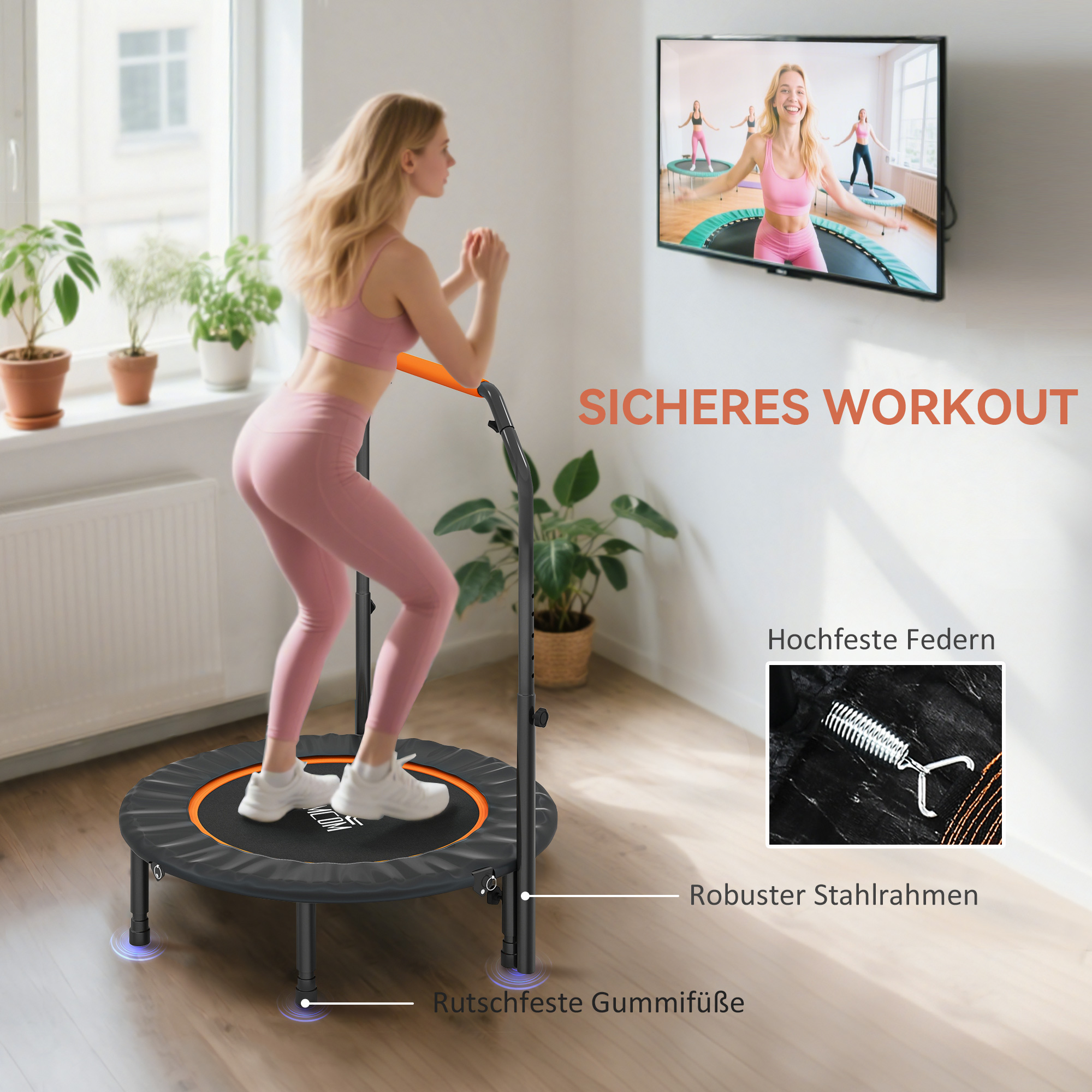 Sulankstomas fitneso batutas su reguliuojama rankena, Ø102 cm, juodas - Image 6