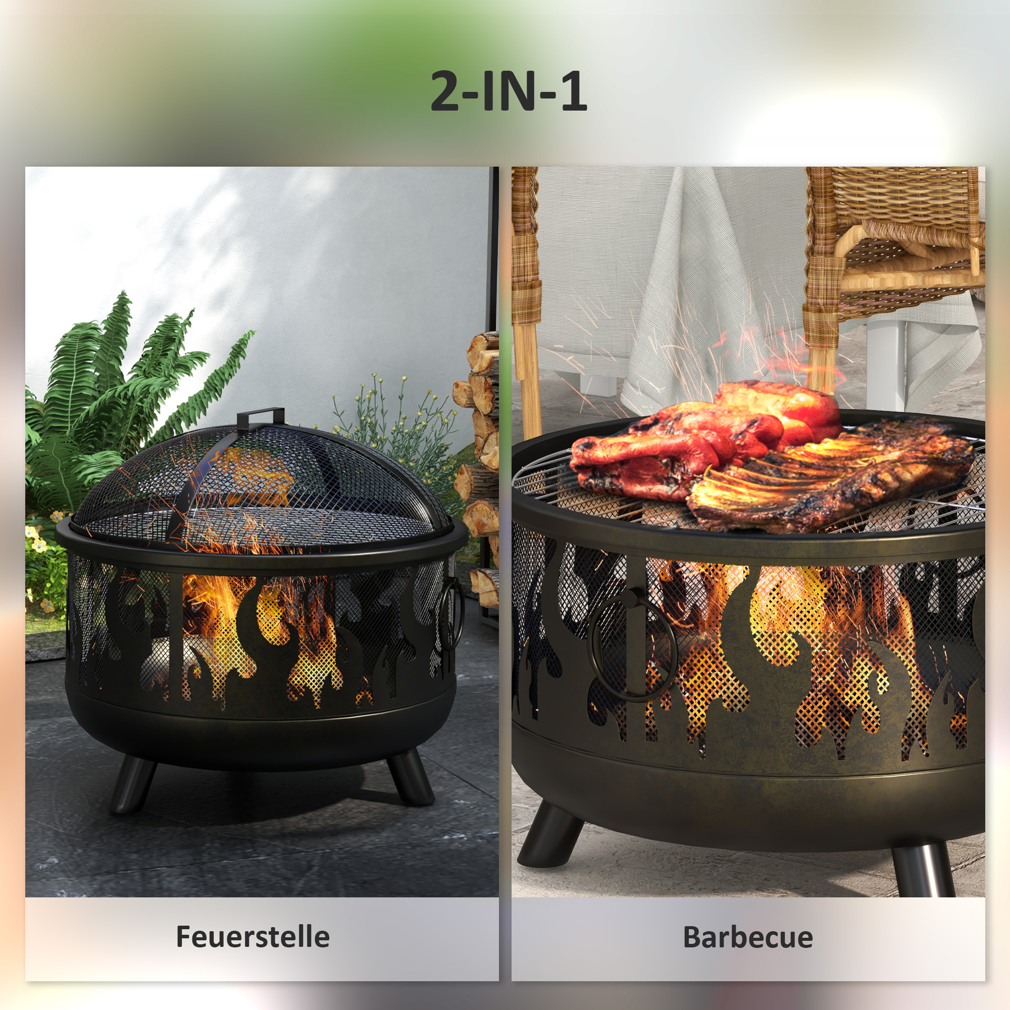 Tulekoda grillrestiga, 61 cm, must - Image 4