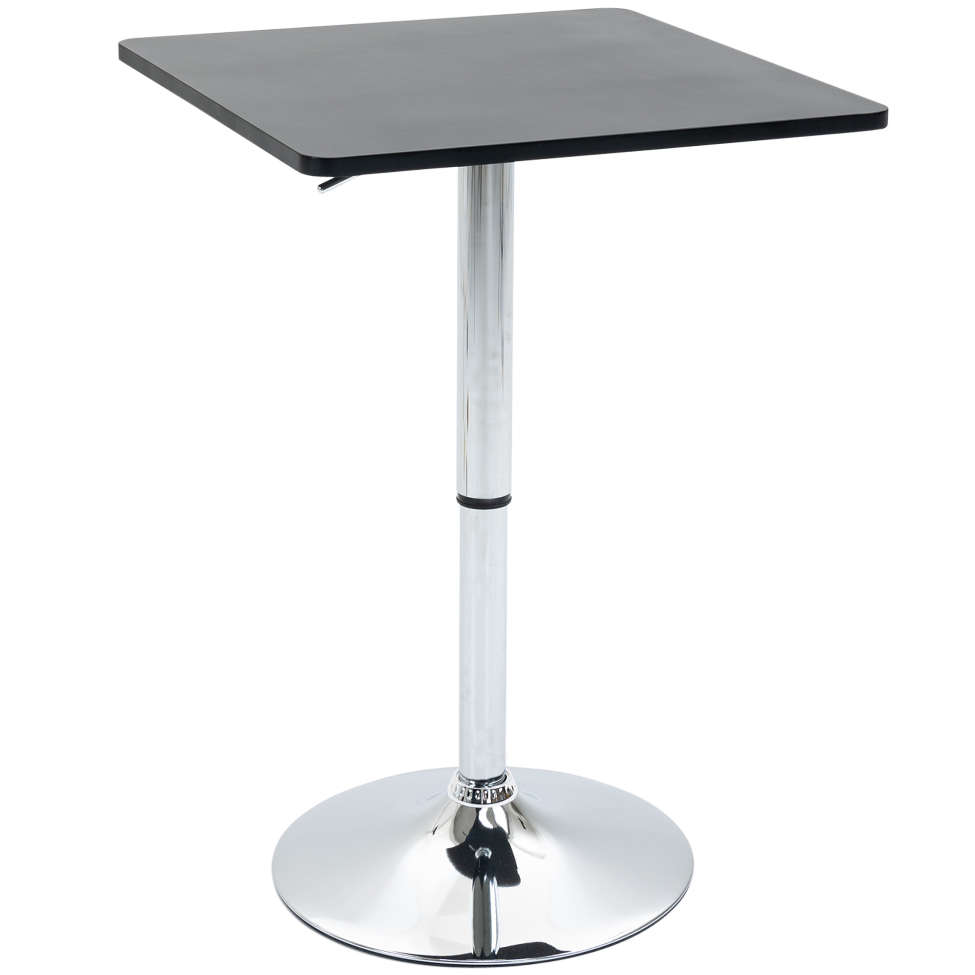 Regulējama augstuma bāra galds, 360° grozāms, melns/sudrabs, 60 x 60 x 69-93 cm