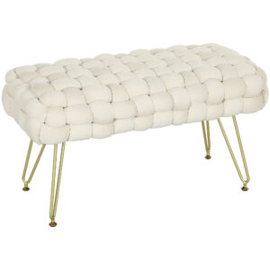 Modernne polsterdatud jalatugi metalljalgadega, kreemvalge, 76 x 38 x 41,5 cm