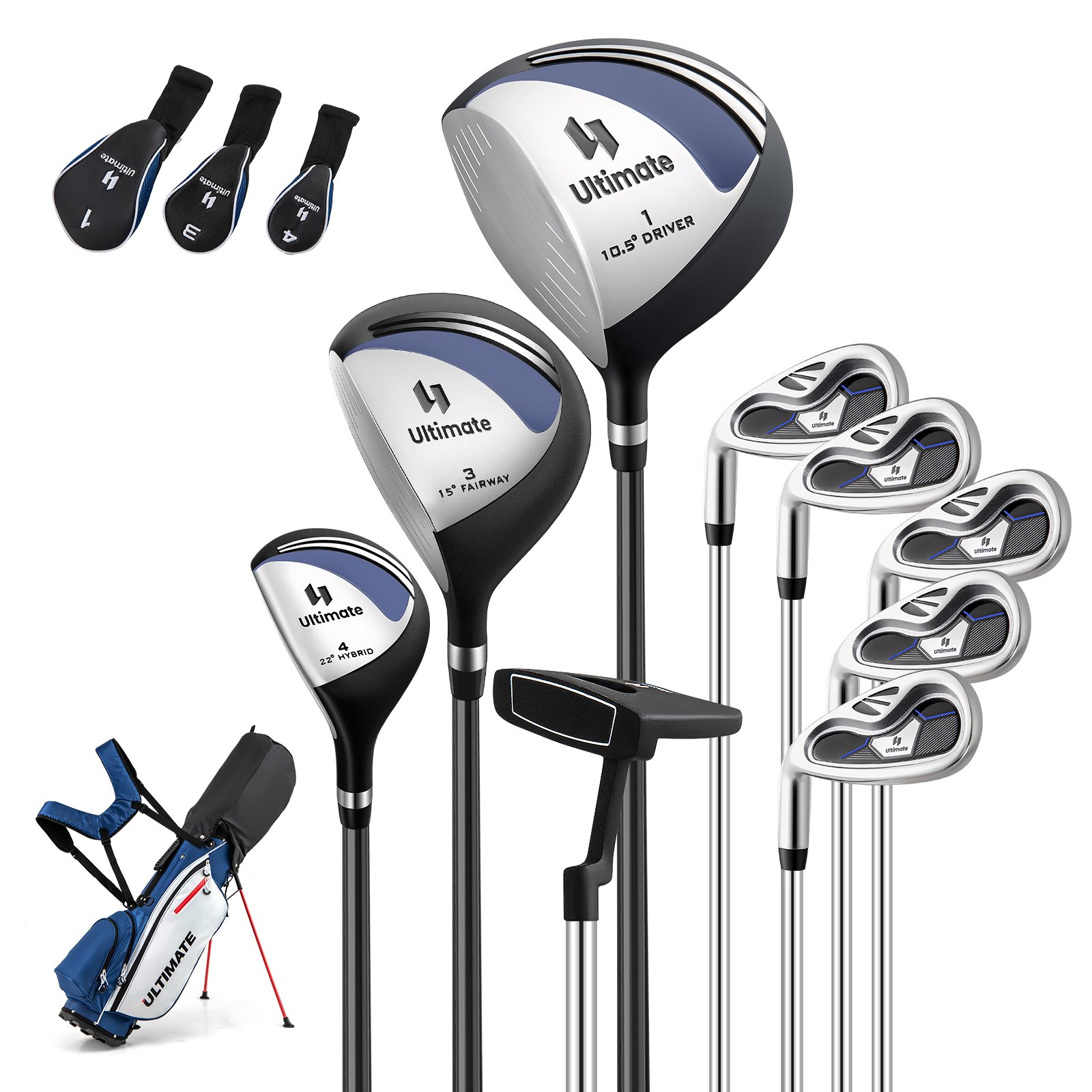 Vasenkätinen miesten golfsetti sininen