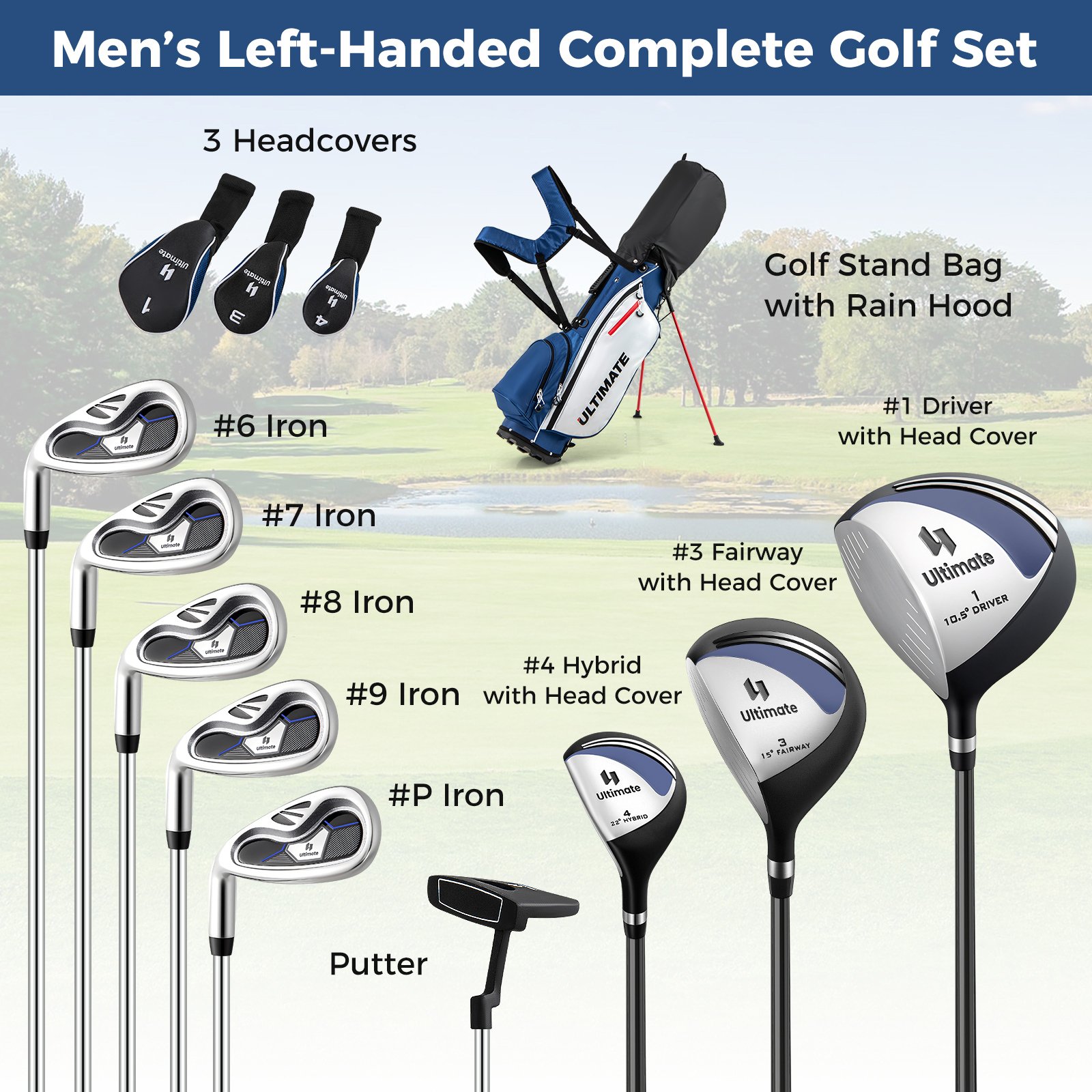 Vasenkätinen miesten golfsetti sininen - Image 4