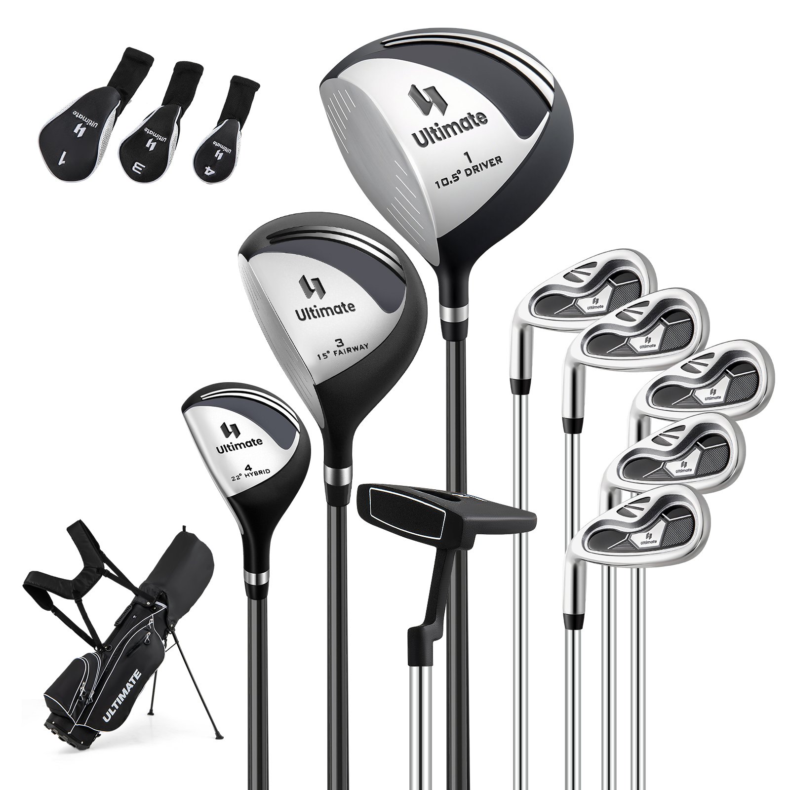 Vasakukäeline meeste golfikomplekt must