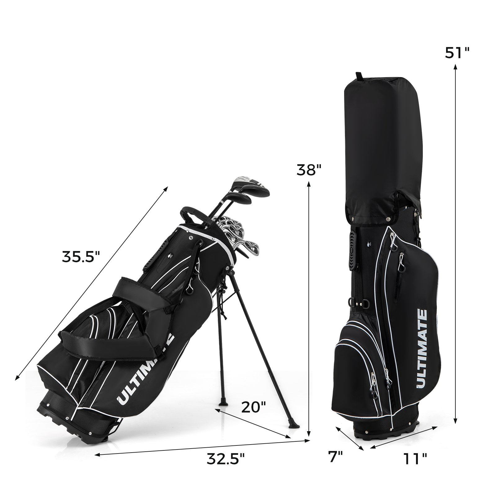 Vasakukäeline meeste golfikomplekt must - Image 2