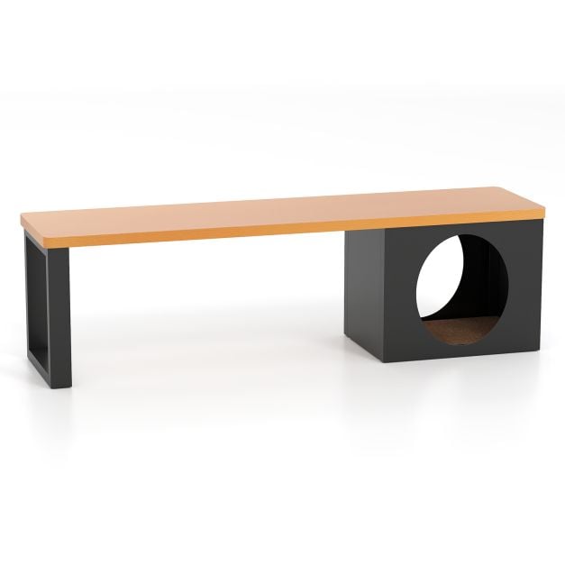 150 cm metallipenkki kissatalolla