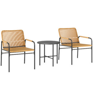 3-osaline bistrookomplekt rotangist, kollane, 2 tooli, laud Ø50 x 48 cm