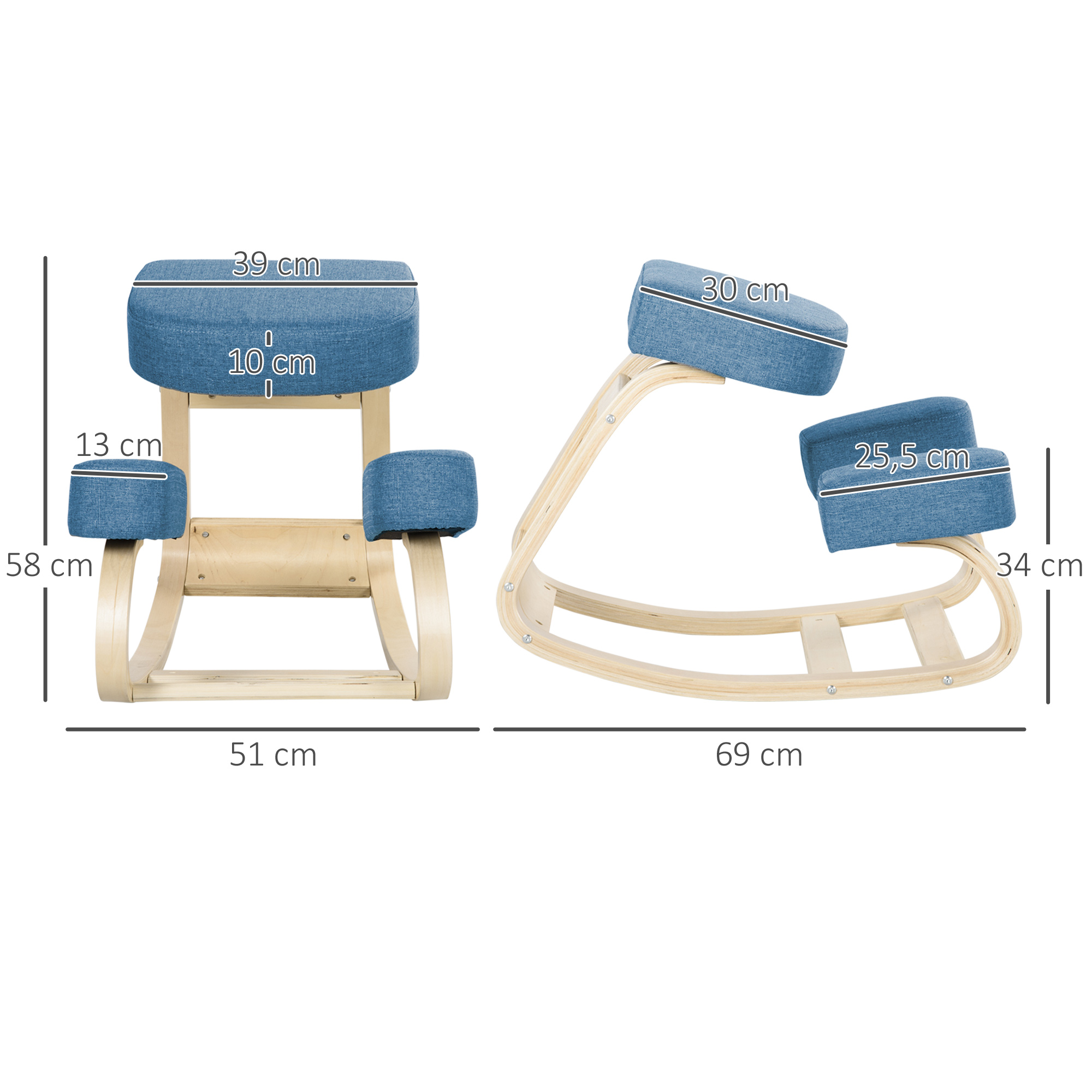 Ergonomiška kėdė su kelių atrama, mėlyna, iki 120 kg - Image 3