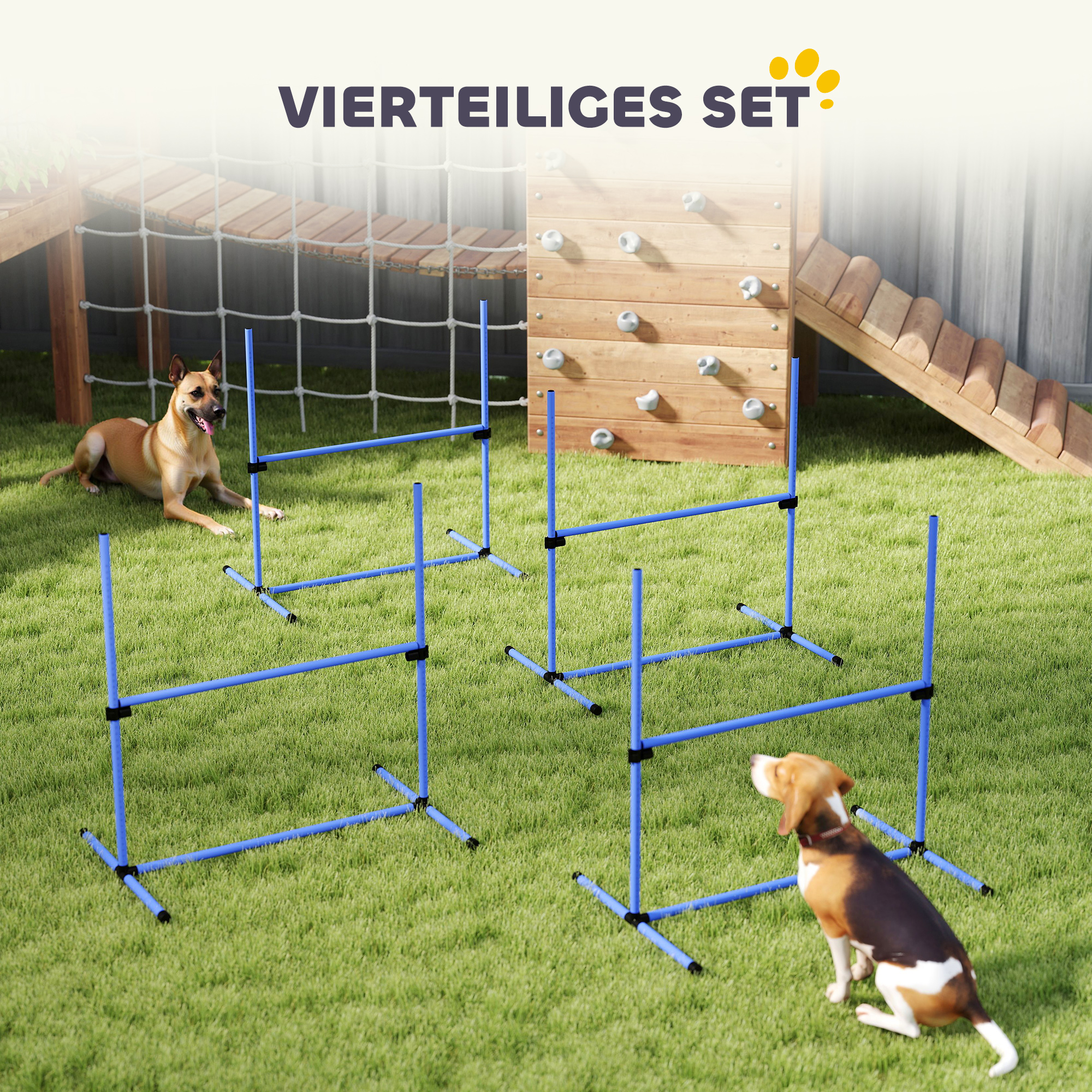 Reguliuojamas šunų agility rinkinys, 4 dalių, mėlynas, 99 x 65 x 94 cm - Image 5