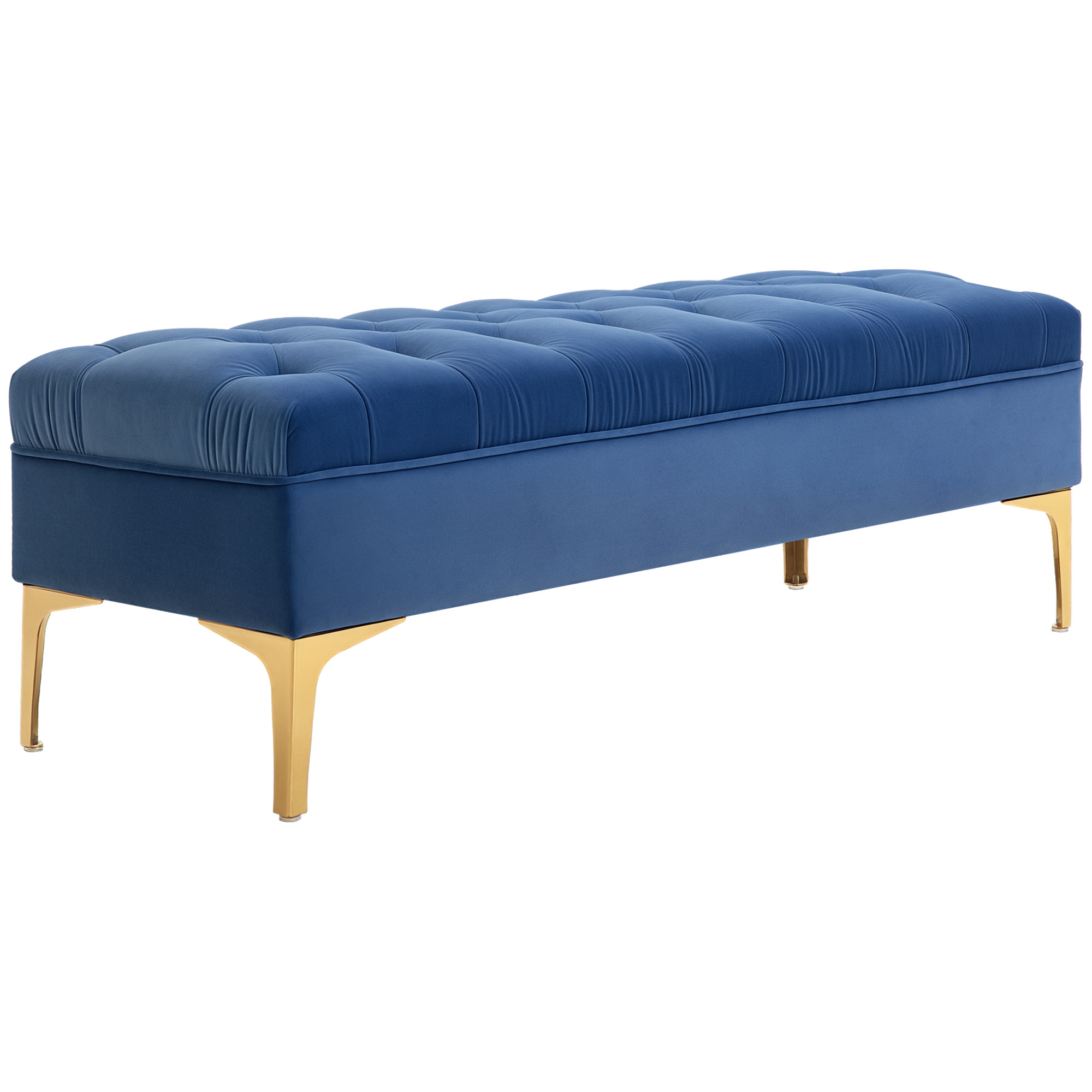 Sinine sametpink kuldsete jalgadega, 118 × 45 × 42 cm