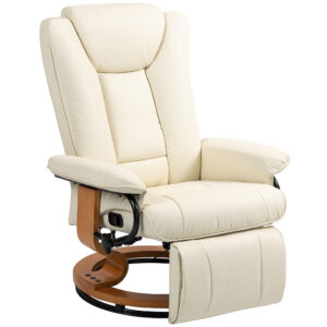 Recliner-kiiktool, kunstnahk, kreemvalge, kuni 150 kg