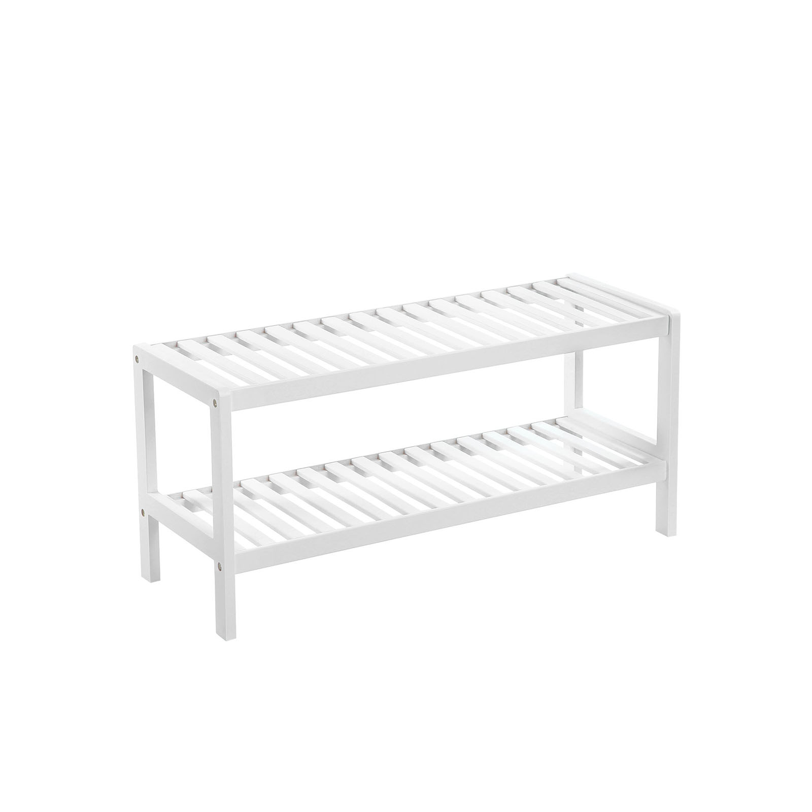 Bambusa apavu plaukts, 2 līmeņi, balts, 70 x 26 x 33 cm