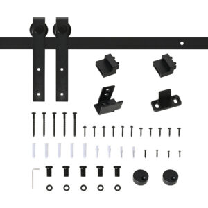 200 cm lükandukse komplekt, must, süsinikteras