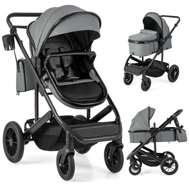 3-in-1 taitettava vastasyntyneen vaunut, harmaa - Image 2