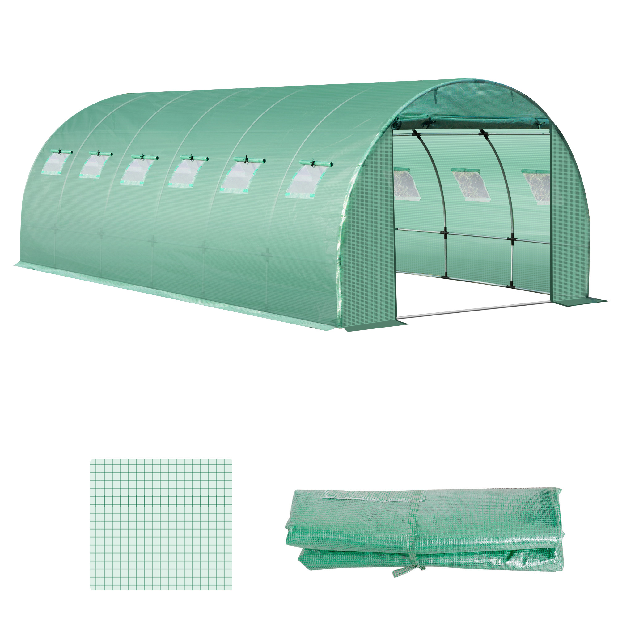 Šiltnamio danga 6 x 3 x 2 m, žalia, PE - Image 8