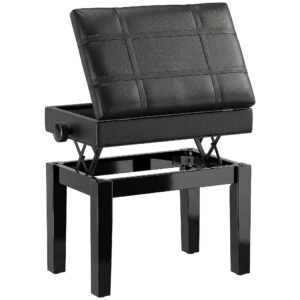 Klaveripink peidetud panipaigaga, reguleeritav kõrgus, must, 63 x 35 x 46-56 cm