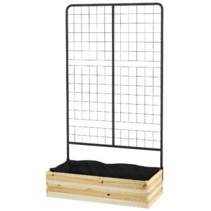 Istutuspeenar võreseinaga, naturaalne puit, must, 80 x 38 x 145 cm