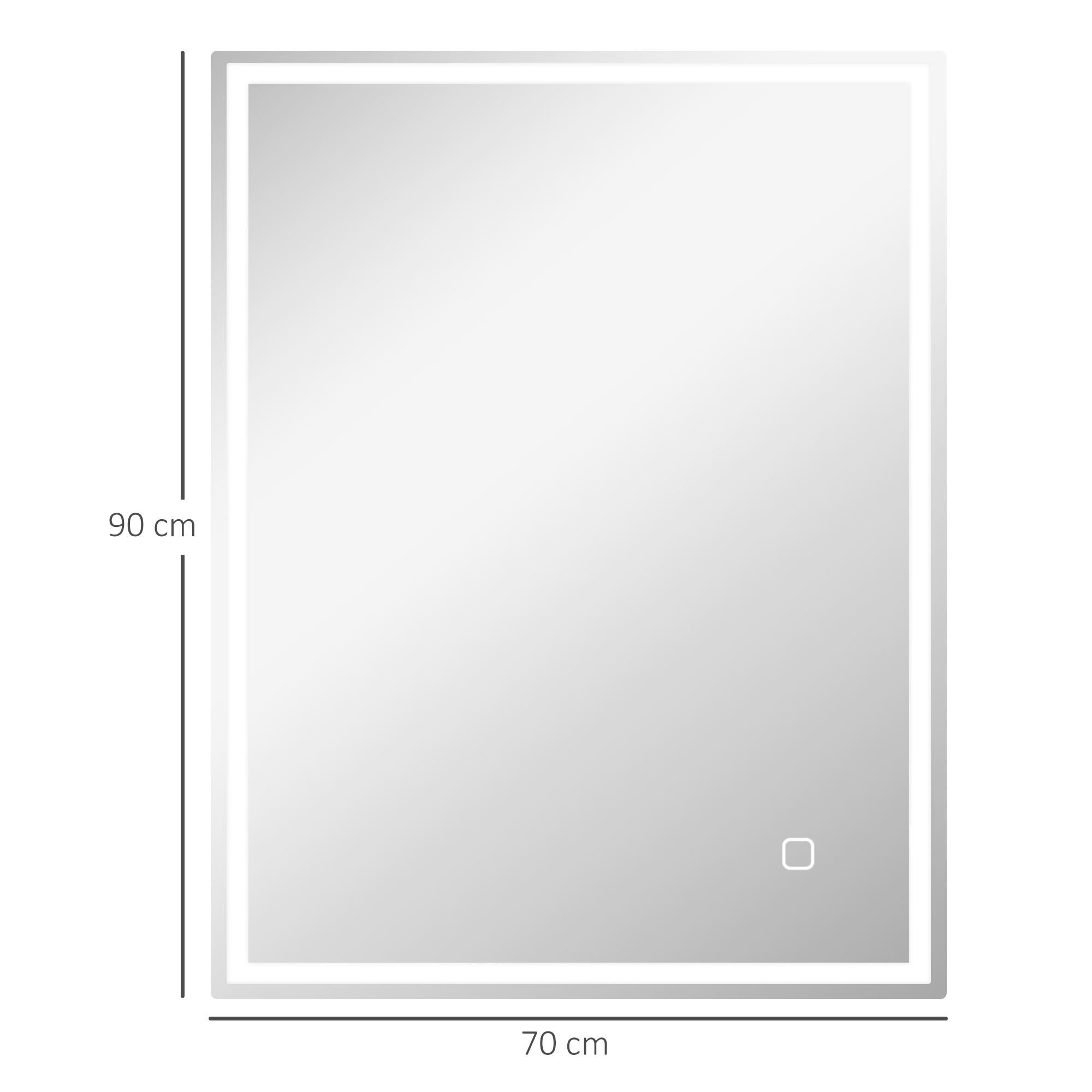 Veidrodis su LED apšvietimu 90 x 70 cm, sidabrinis, 3 šviesos spalvos, 834-106V71SR - Image 3
