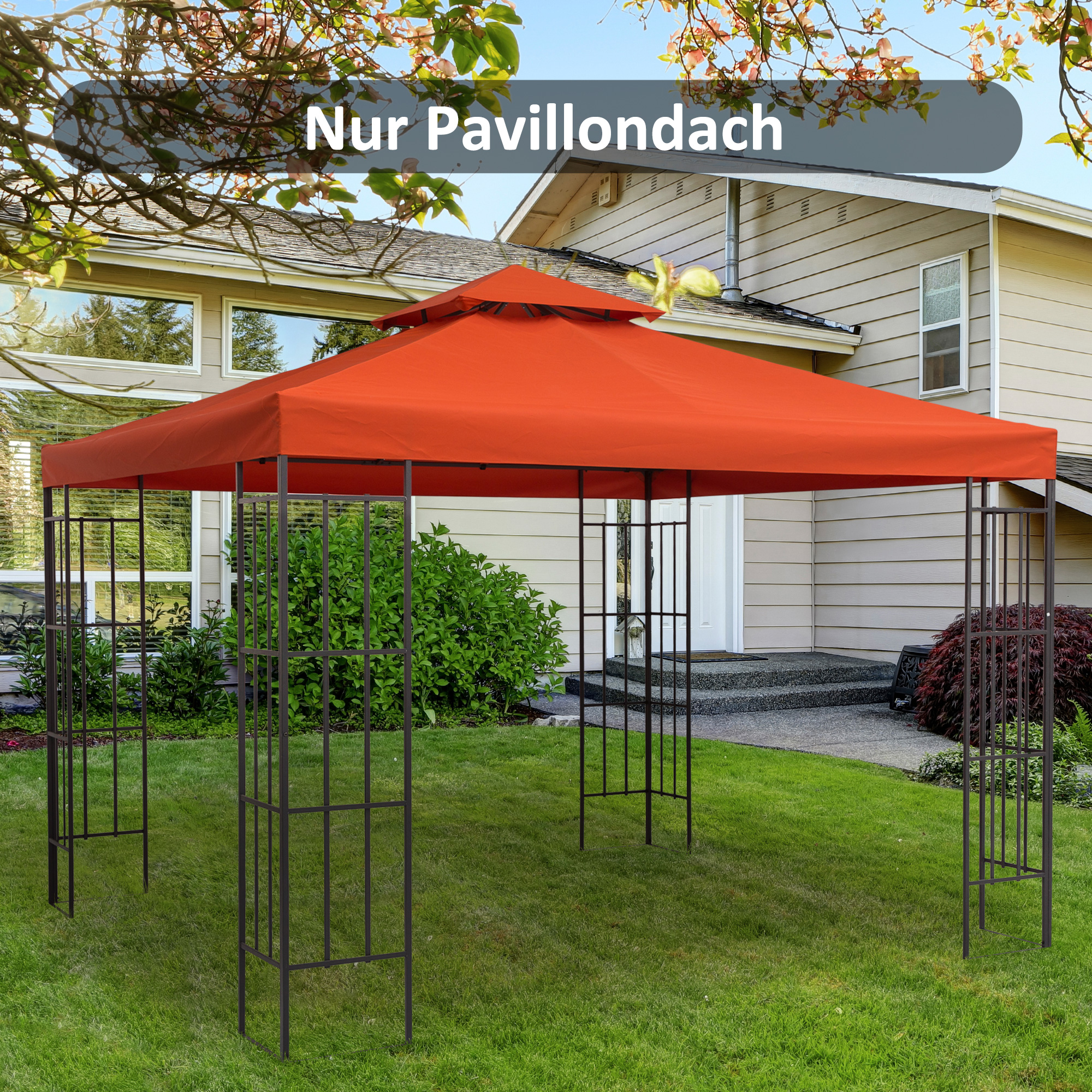 Katoksen vaihtokatto, 3 x 3 m, ruosteenpunainen, polyesteri - Image 2