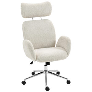 Biuro kėdė su reguliuojama galvos atrama, ergonomiška, šviesiai pilka, 115-123 cm