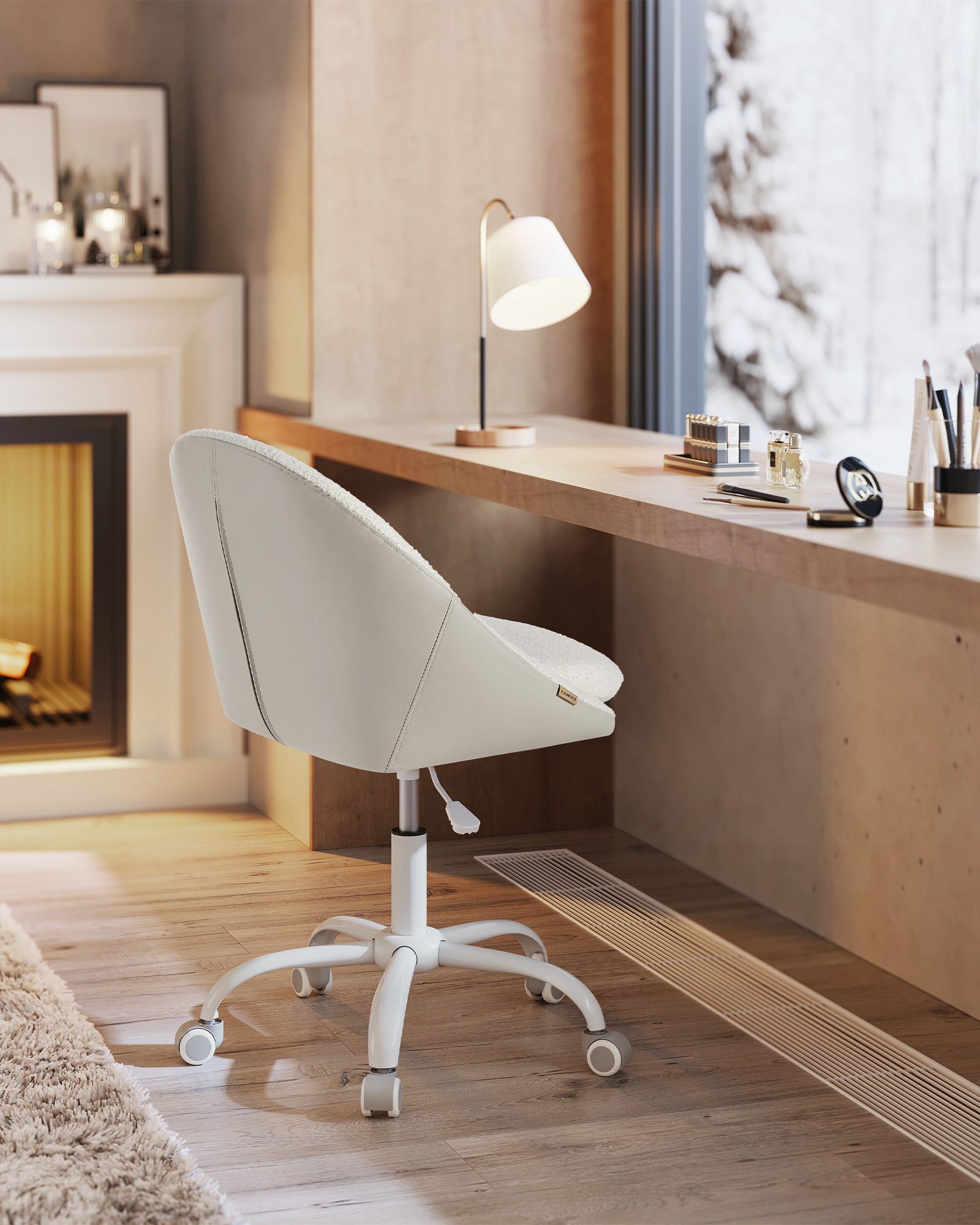 Kotitoimistotuoli cappuccino-beige ja luonnonvalkoinen, 56 x 60 x 83,3–93,3 cm - Image 3