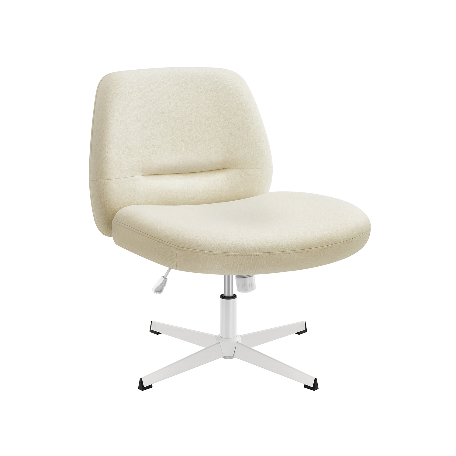 Kontoritool laia istmega ja ristjalaga, kreemvalge, 72 x 72 x 75–83 cm