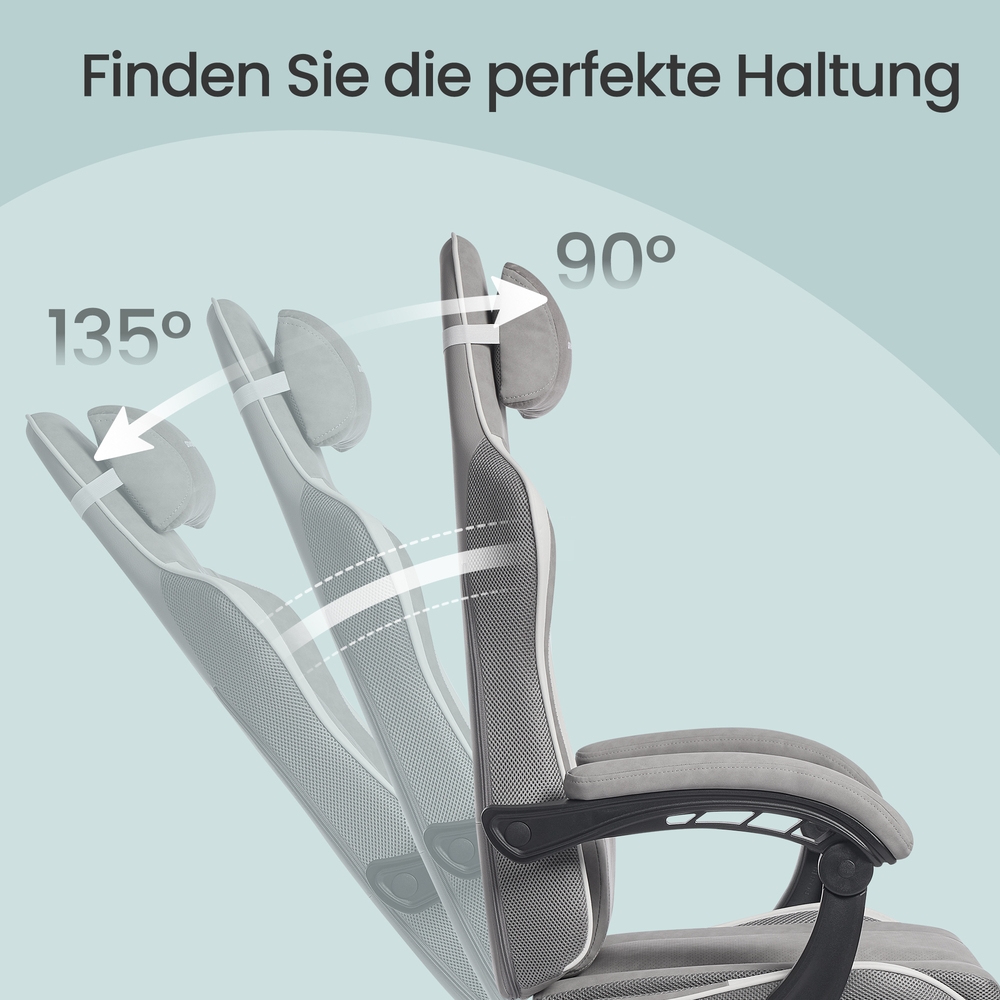 Pelituoli jalkatuella, harmaa, 70 x 70 x 123,5–133 cm, enintään 150 kg - Image 6