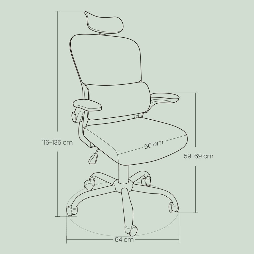 Toimistotuoli verkkoselkänojalla, musta, 64 x 71,5 x 116–135 cm, enint. 120 kg - Image 6