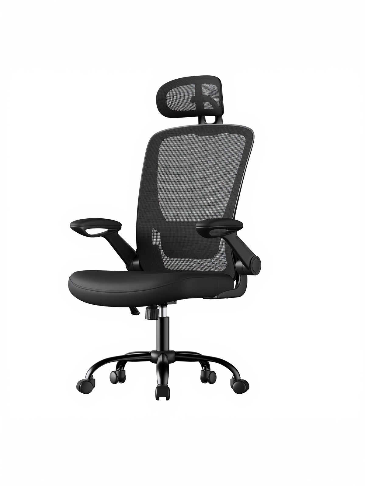 Ergonominė biuro kėdė su tinkline atrama, supimo funkcija, juoda, 62 x 62,4 x 120,4 cm