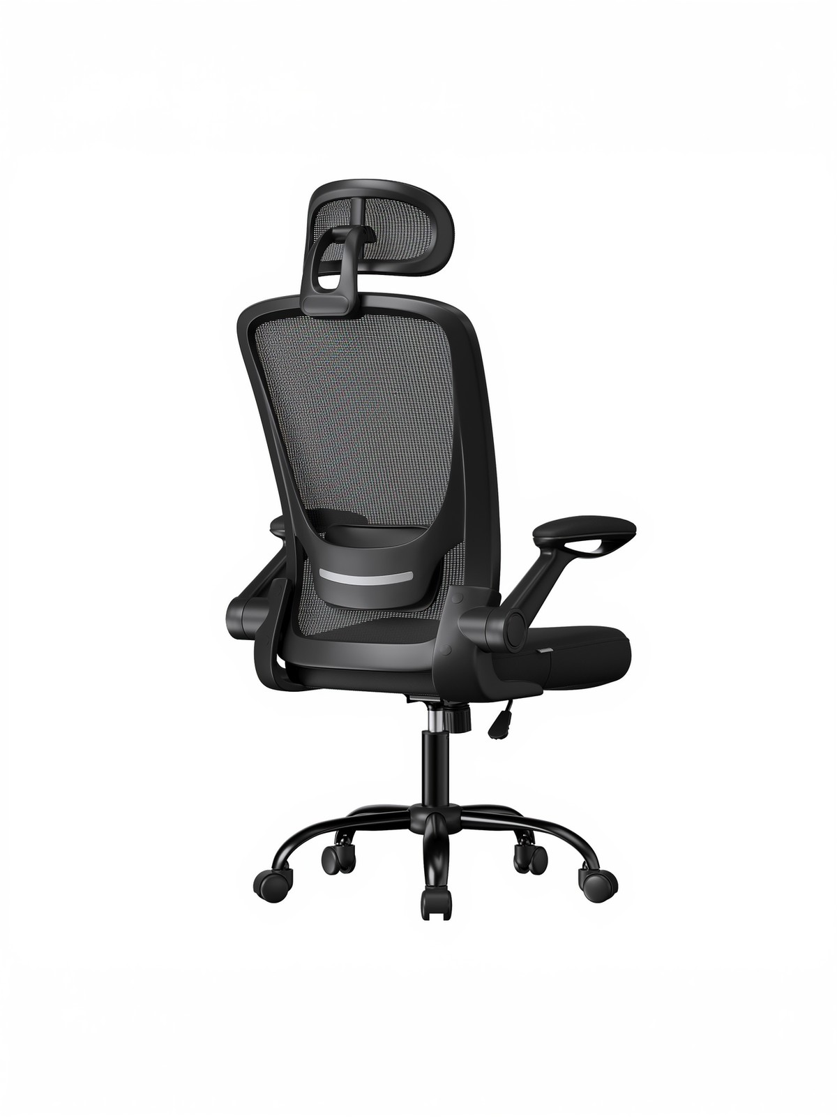 Ergonominė biuro kėdė su tinkline atrama, supimo funkcija, juoda, 62 x 62,4 x 120,4 cm - Image 7