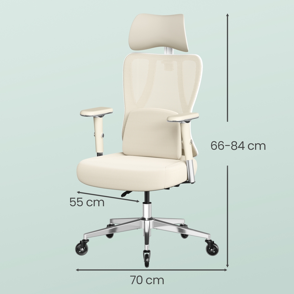 Biroja krēsls, ergonomisks, grozāms, brūni balts, 70 x 70 x 112–132 cm, līdz 150 kg - Image 3