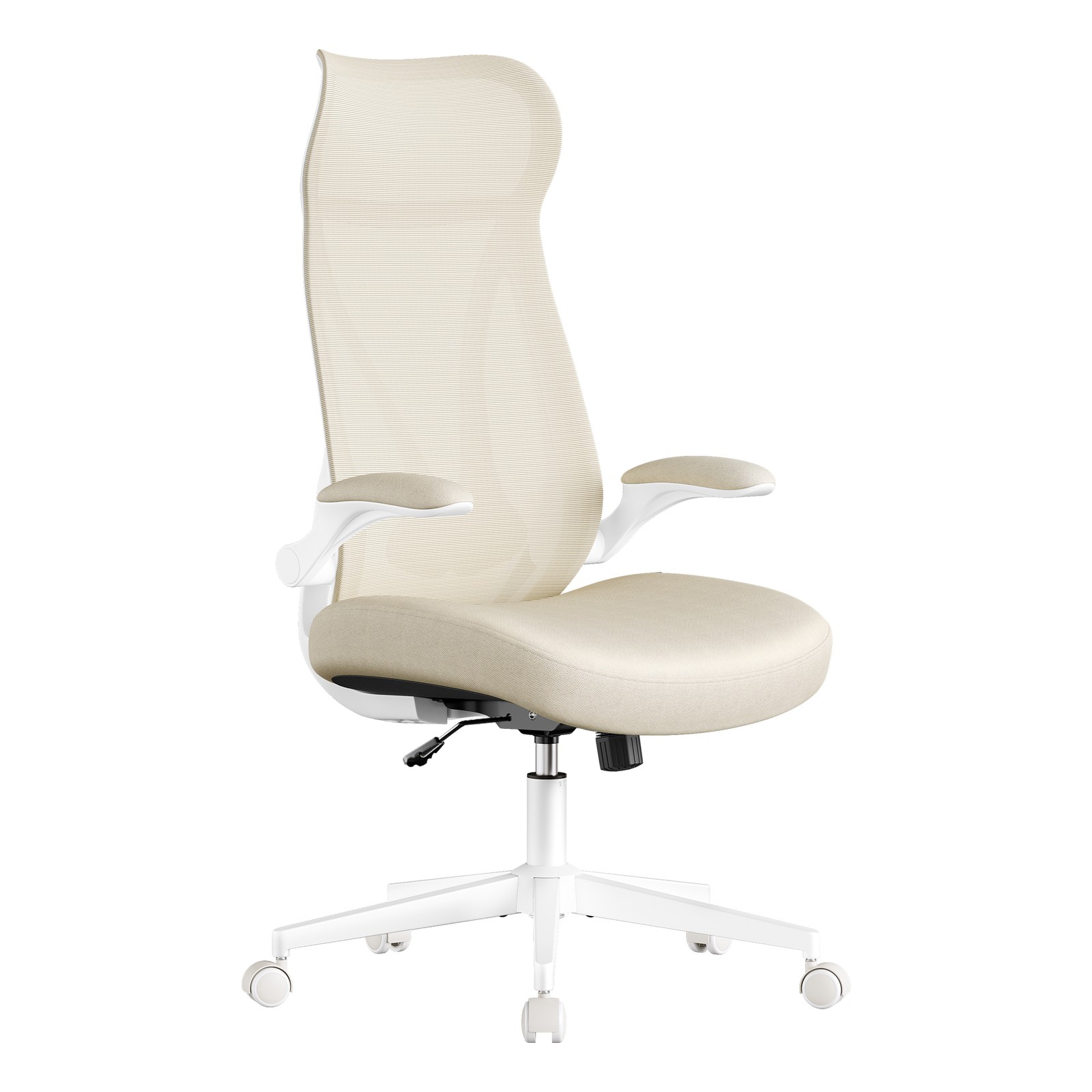 Toimistotuoli niskatuella ja nostettavilla käsinojilla, beige, 67 x 67 x 125 cm - Image 2