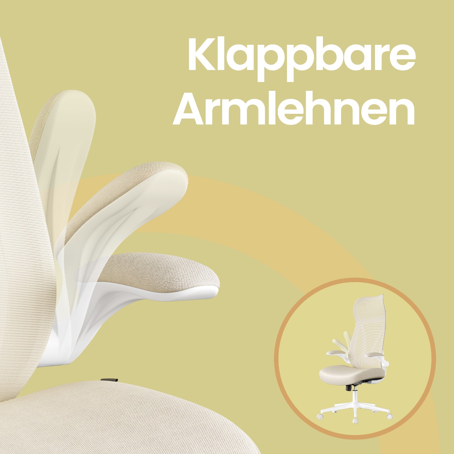 Toimistotuoli niskatuella ja nostettavilla käsinojilla, beige, 67 x 67 x 125 cm - Image 8