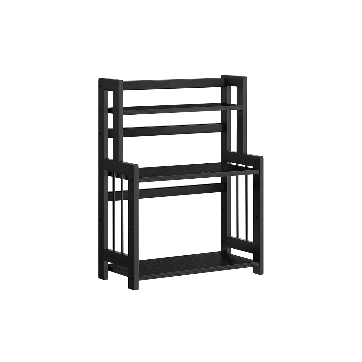3-astmeline maitseaineriiul töötasapinnale, MDF ja bambus, must, 18 x 41 x 53 cm
