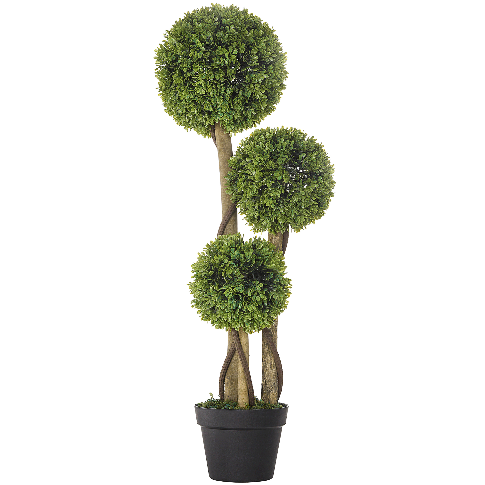 Tekopuksipuu ruukussa, 3 pallomaista latvusta, 90 cm, vihreä