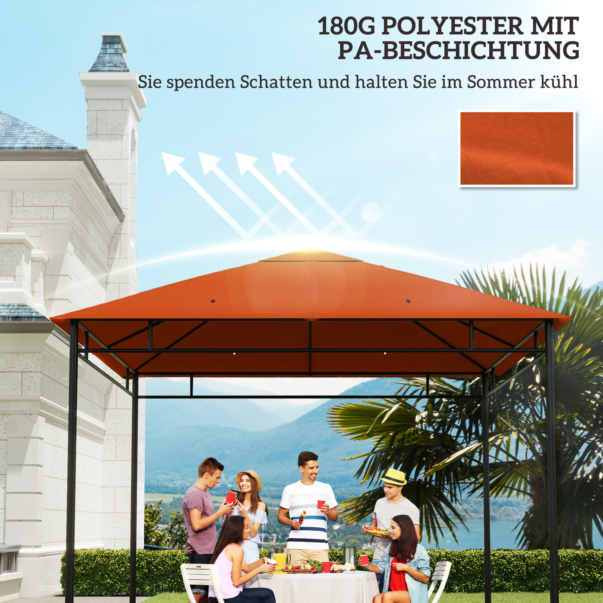 Gultas pavėsinei, poliesteris, oranžinė, 298 x 295 cm - Image 6