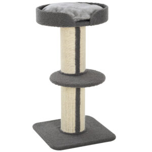 Kaabepuu kassidele, 91 cm, hall, E1 puitlaastplaat, sisal