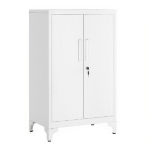 Metallist hoiukapp 2 ukse ja lukuga, valge, 40,2 x 60,1 x 99 cm