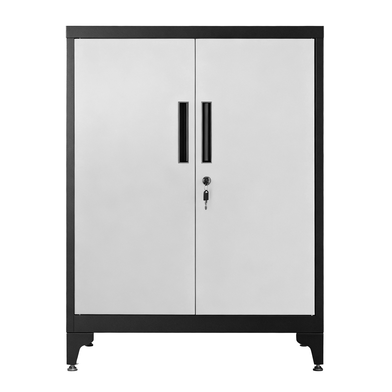Metallist hoiukapp 2 ukse ja lukuga, 40,2 x 80,1 x 99 cm, hõbe-must