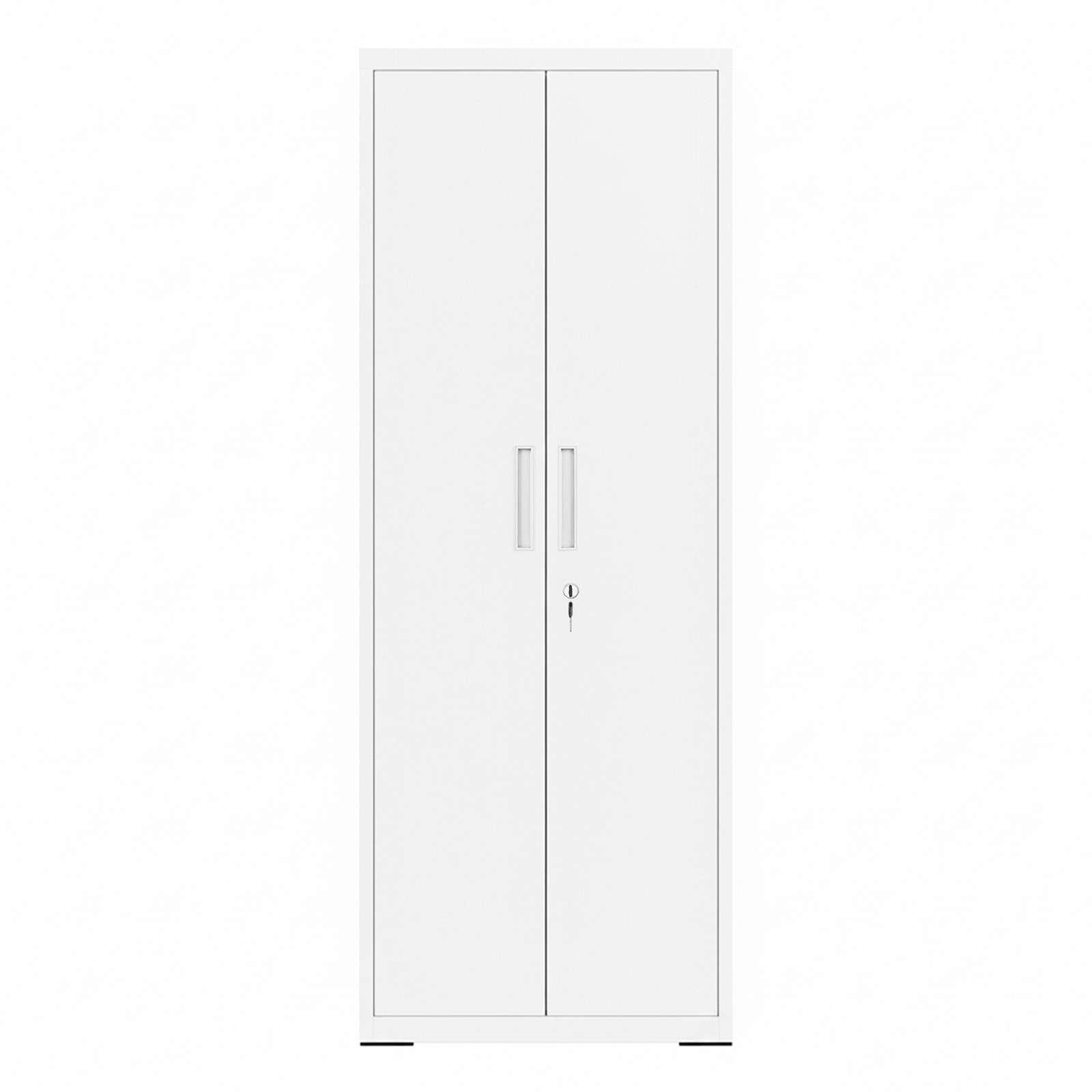Hoiukapp reguleeritavate riiulite ja ustega, metallist, valge, 40,2 x 60,1 x 180 cm