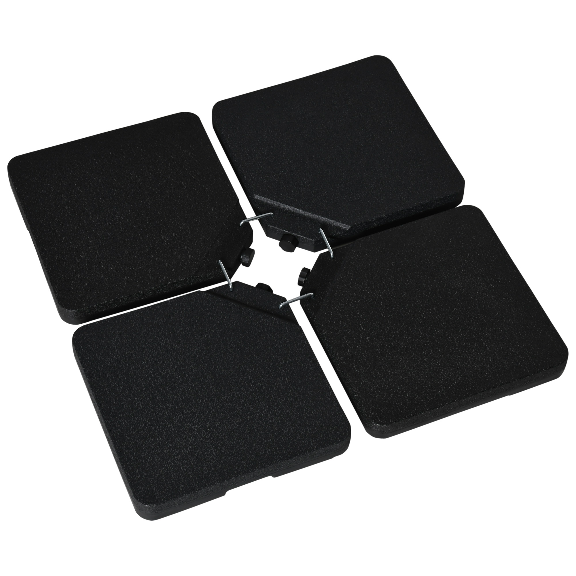4 dalių skėčio svoriai, juodi, HDPE, 100 x 100 x 6,8 cm