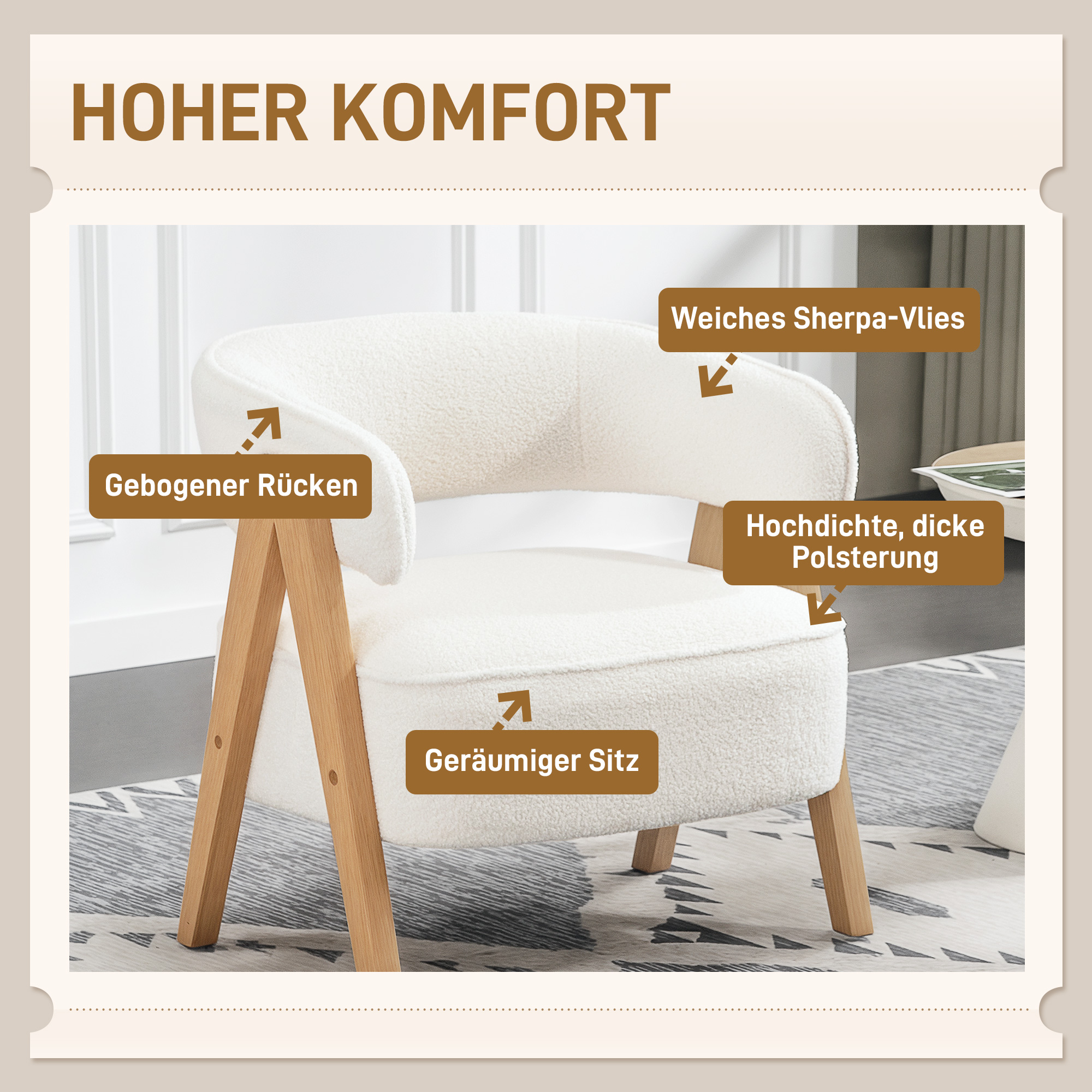 Polsterdatud aktsenttool, valge, 70 x 64 x 71 cm - Image 4