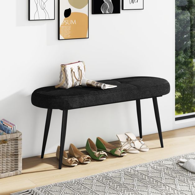113 cm pufas su minkštu sėdimu, juodas - Image 2