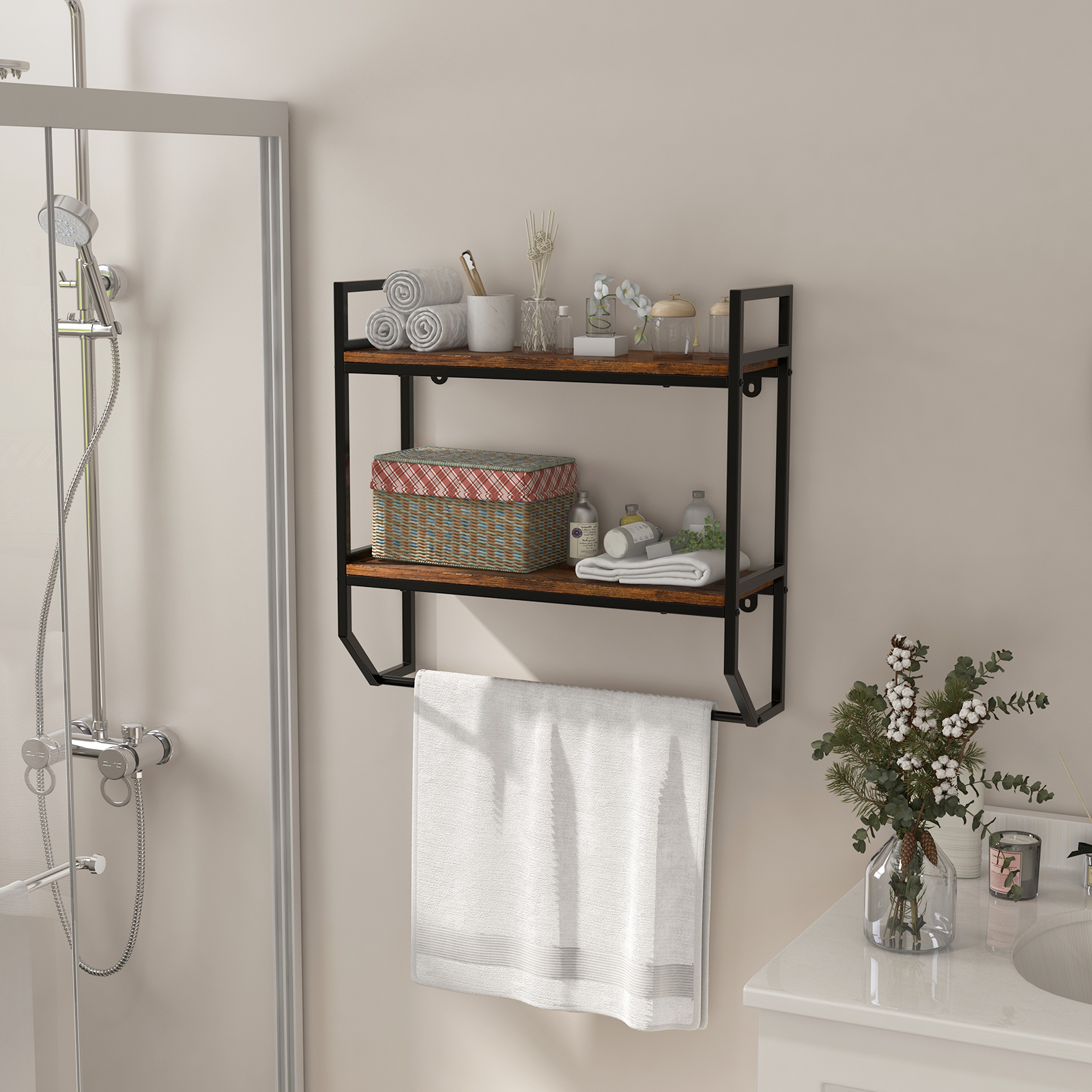 Seinään kiinnitettävä hylly wc:n yläpuolelle, 58x20x58 cm