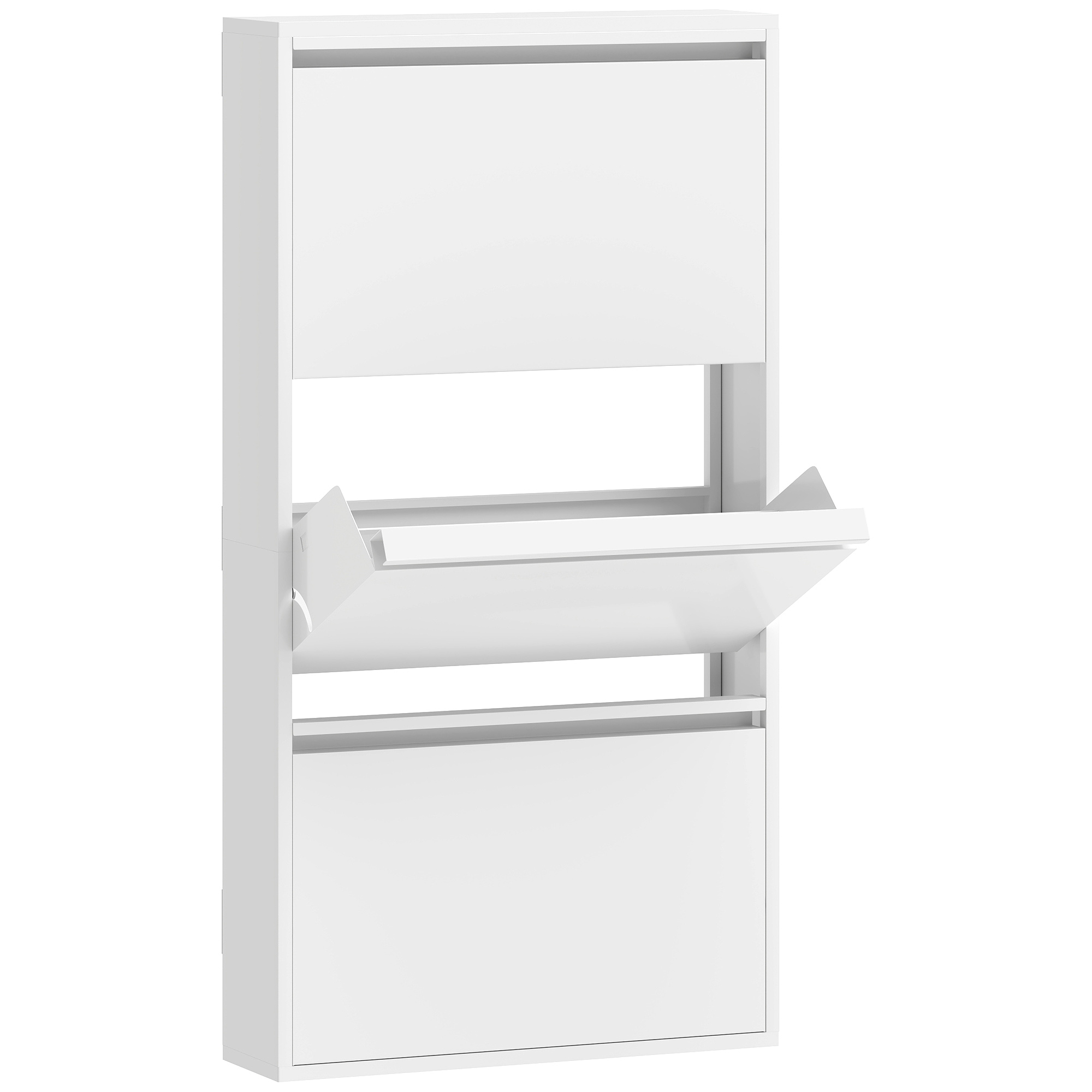 Metallist kingakapp 3 klappsahtliga, valge, 55 x 15 x 105,5 cm