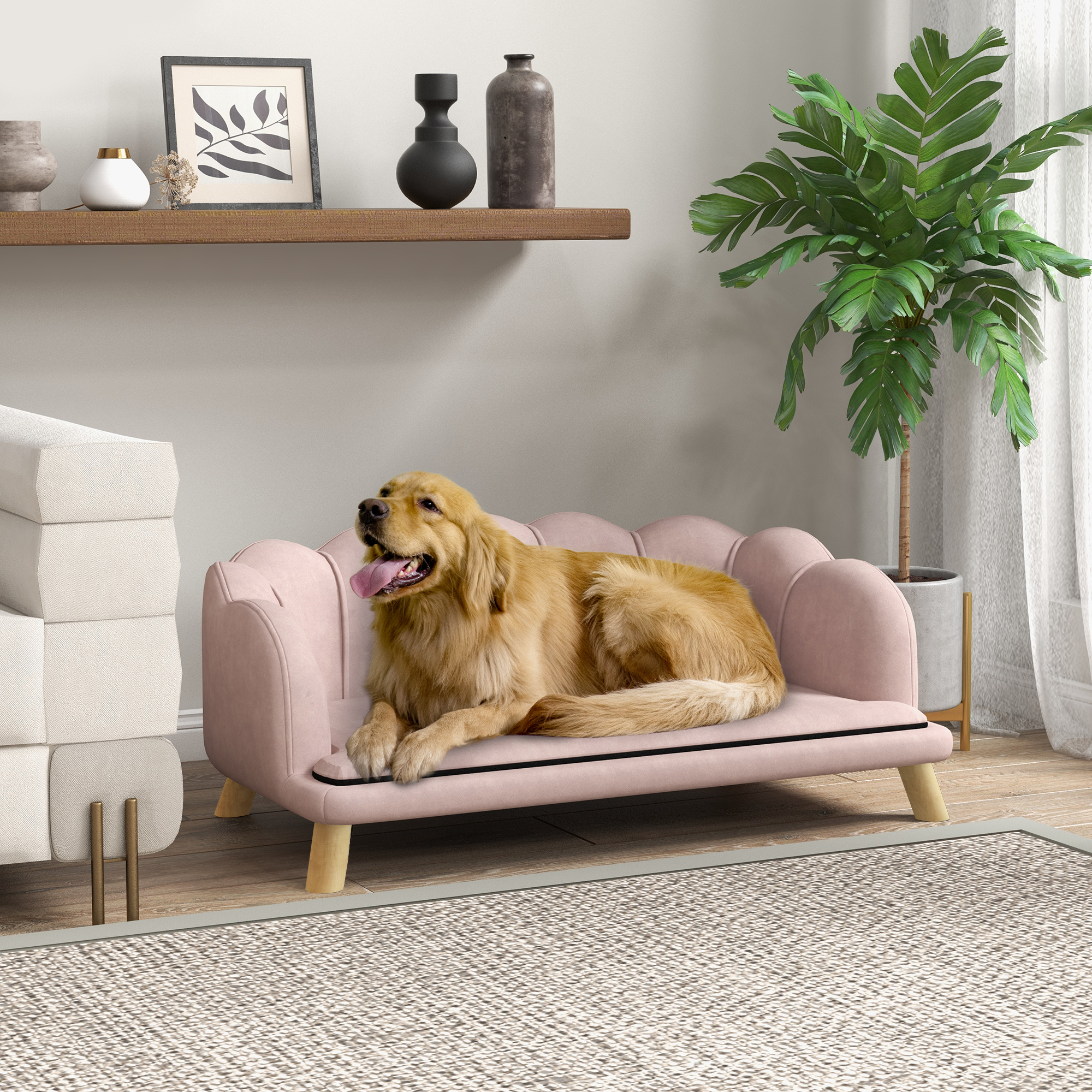 Naminių gyvūnų sofa šunims iki 25 kg, rožinė, 98,5 x 60,5 x 35,5 cm - Image 2