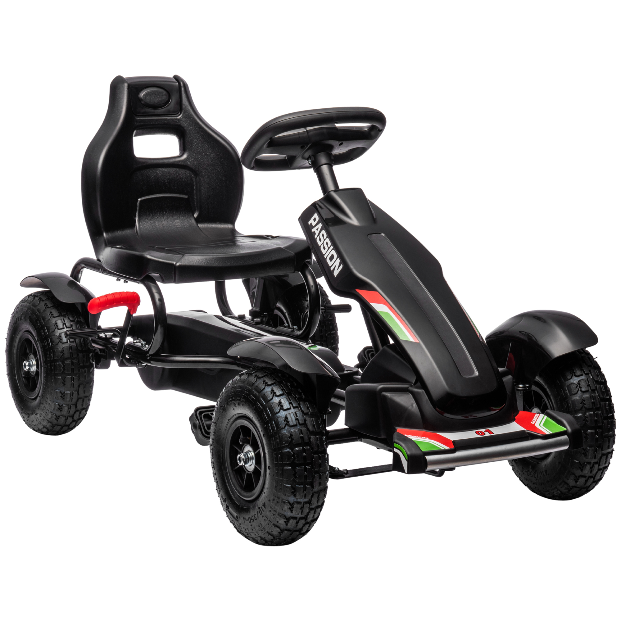 Lasten poljettava go-kart, säädettävä istuin, musta, 121 x 58 x 61 cm