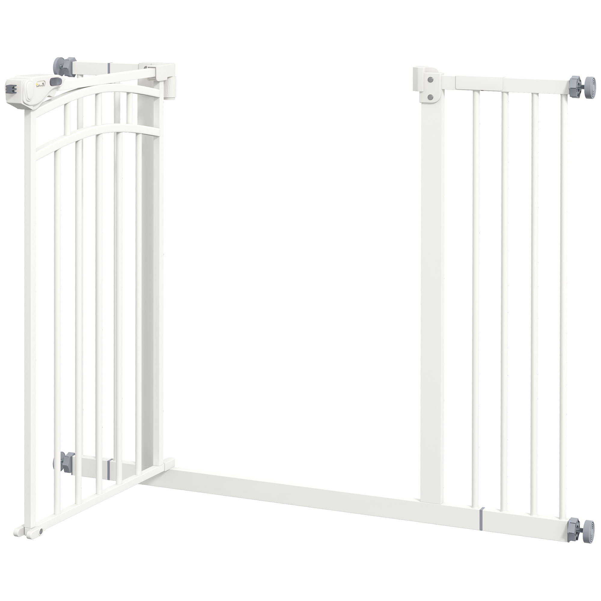 Apsauginiai vartai šunims, automatinis užsidarymas, valdymas viena ranka, balti, 74-100 x 4 x 76 cm - Image 9