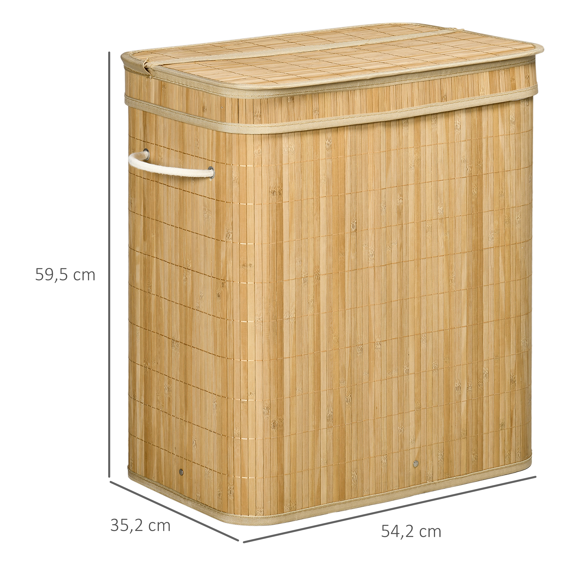 Salokāms bambusa veļas grozs, 90 l, dabīgā krāsā - Image 3