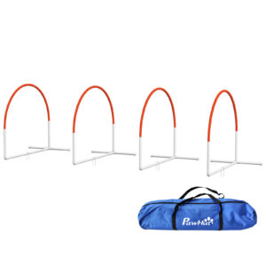 4-osaline koerte agility komplekt kotiga, plastik, valge ja oranž, 89 x 69 x 99 cm